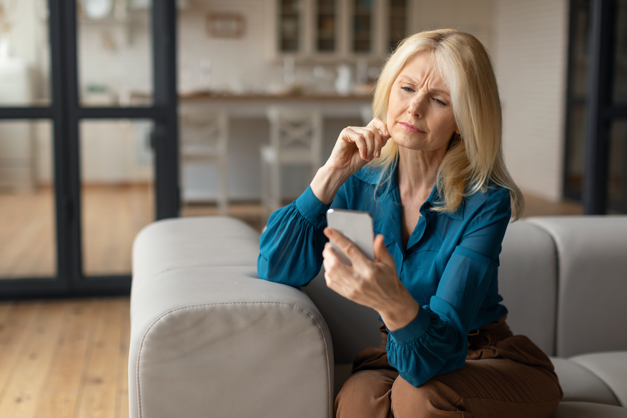 Woman looking at her phone