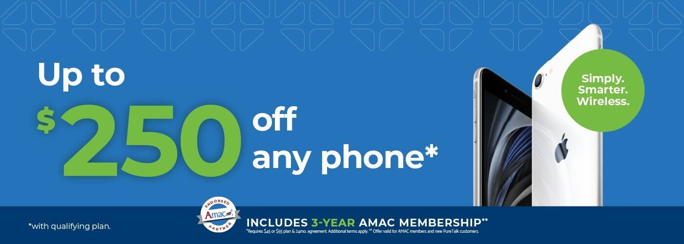 Amac member exclusive. iPhone SE. Get an iPhone SE for $0 when you sign-up now* *$45 or $55 Plan required. See full requirements at checkout.